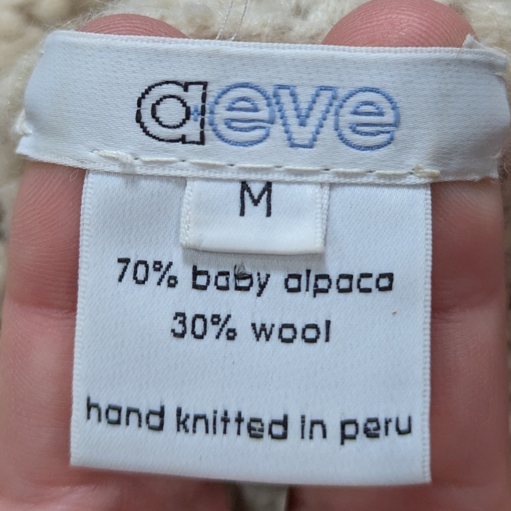 Aeve Light Tan Open Knit Alpaca & Wool Long Sleeve Turtleneck Sweater M - Picture 6 of 7